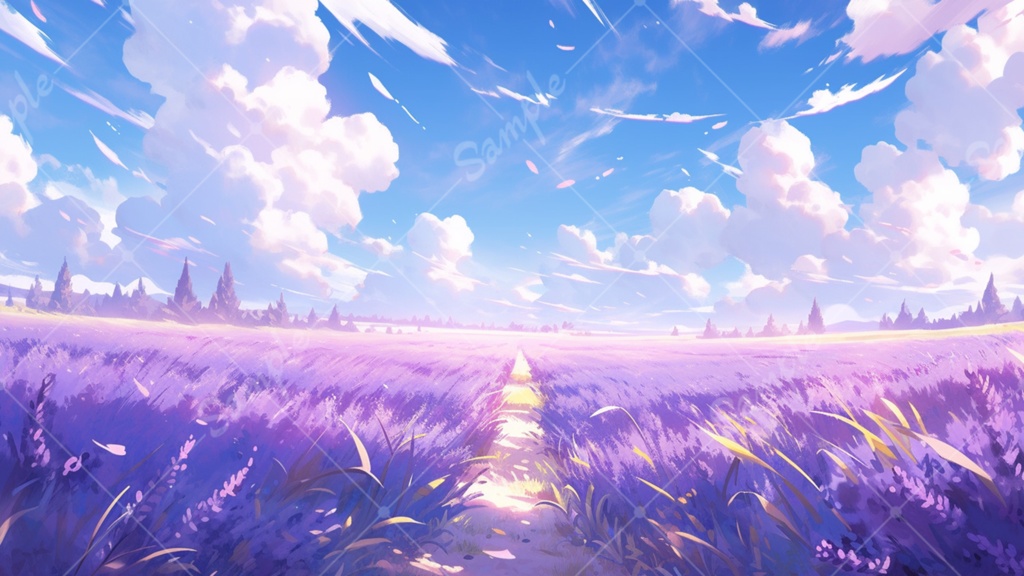 ラベンダーのイラスト背景素材 5枚セット