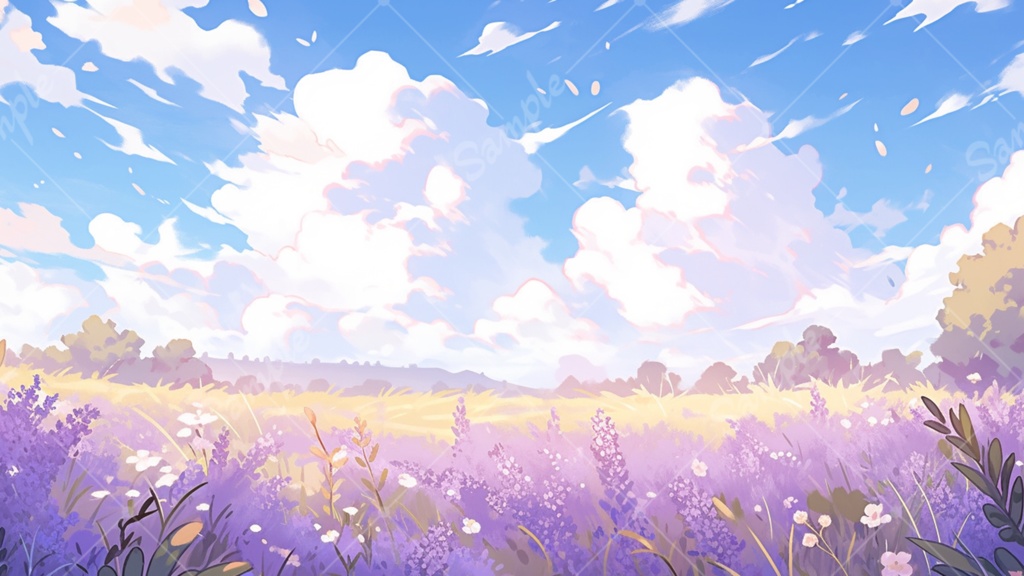 ラベンダーのイラスト背景素材 5枚セット