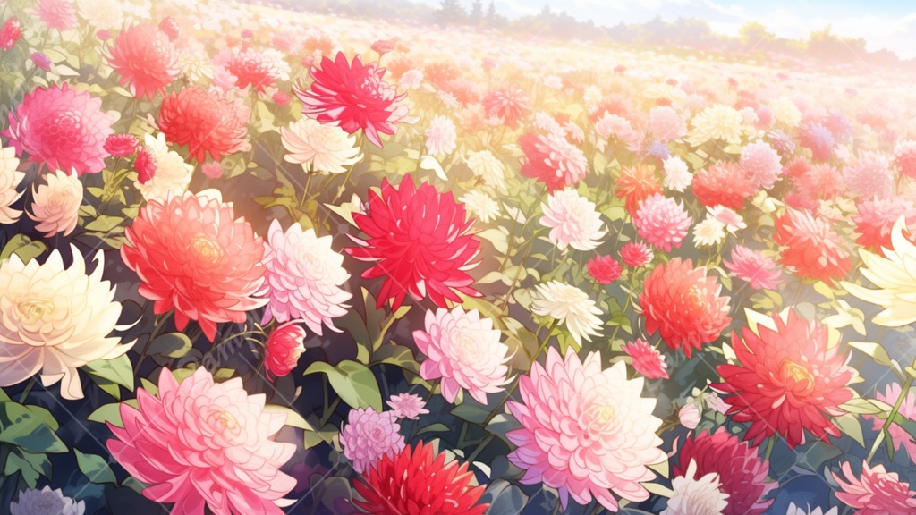 ダリアのイラスト背景素材 5枚セット