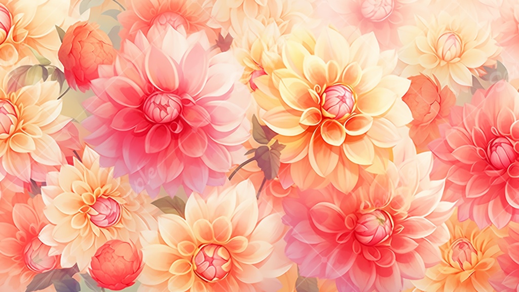 ダリアのイラスト背景素材 5枚セット