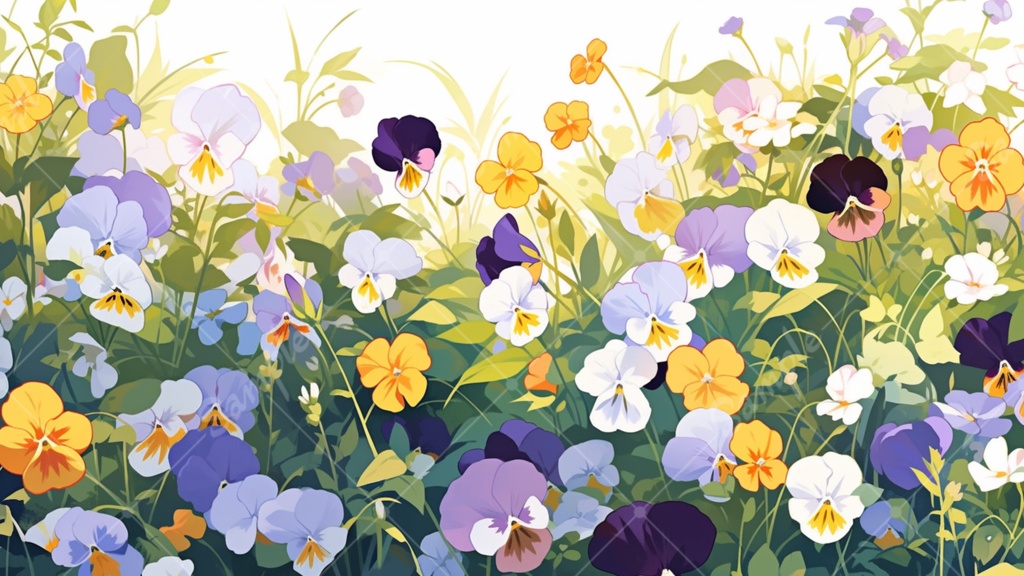 パンジーのイラスト背景素材 5枚セット