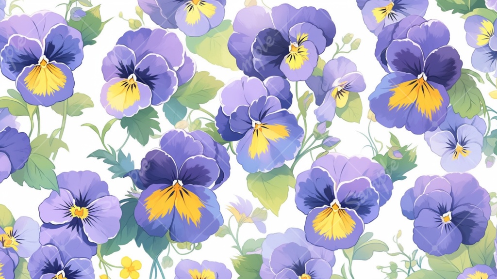 パンジーのイラスト背景素材 5枚セット