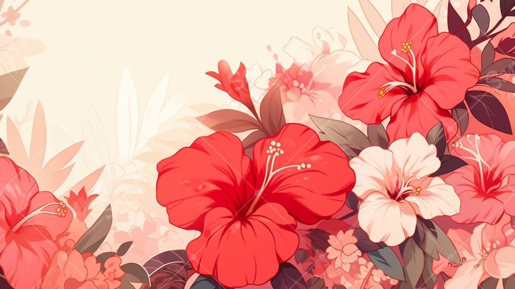 ハイビスカスのイラスト背景素材 5枚セット