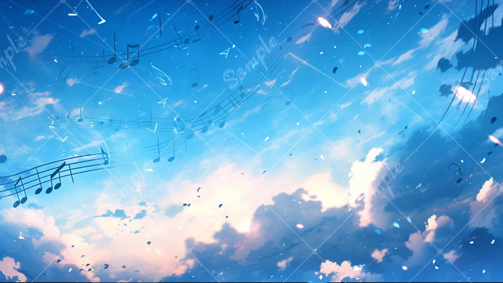 青空と音符のイラスト背景素材 5枚セット