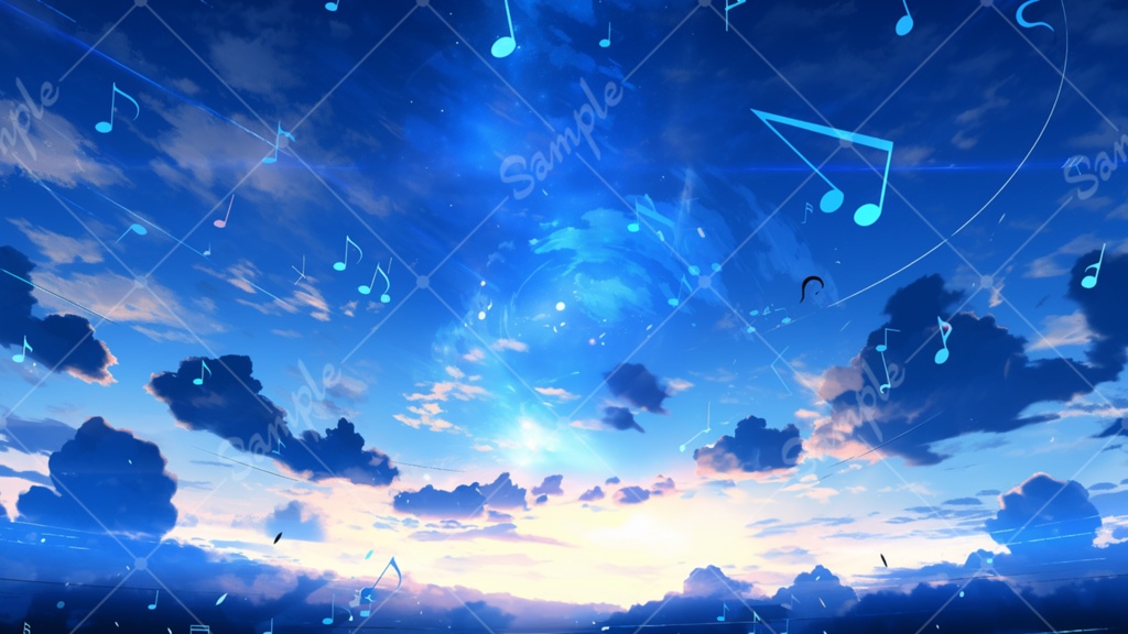 青空と音符のイラスト背景素材 5枚セット