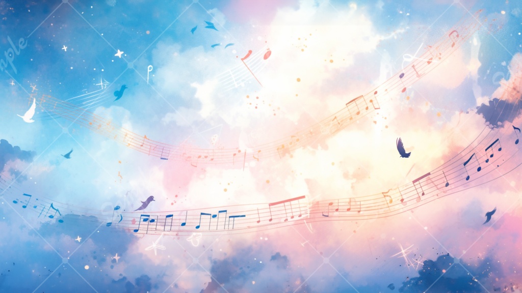 青空と音符のイラスト背景素材 5枚セット