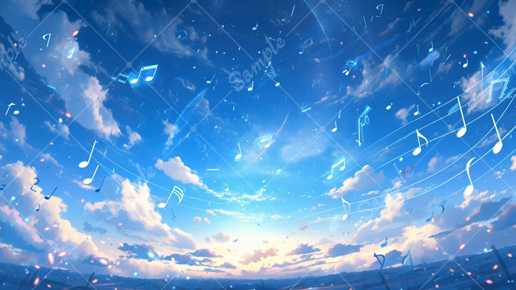 青空と音符のイラスト背景素材 5枚セット