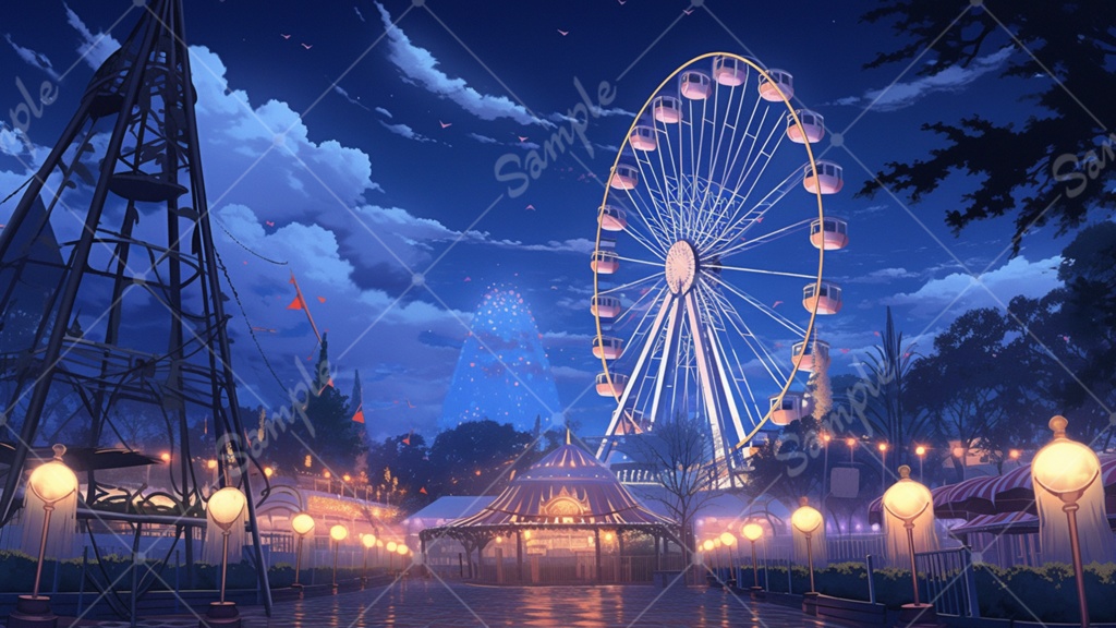 遊園地のイラスト背景素材 5枚セット