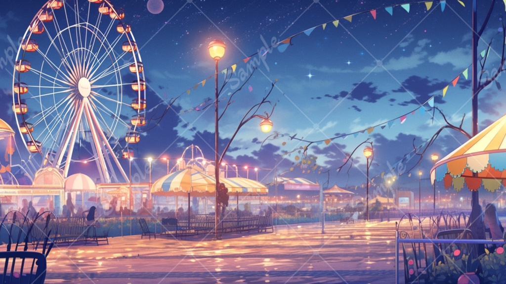 遊園地のイラスト背景素材 5枚セット