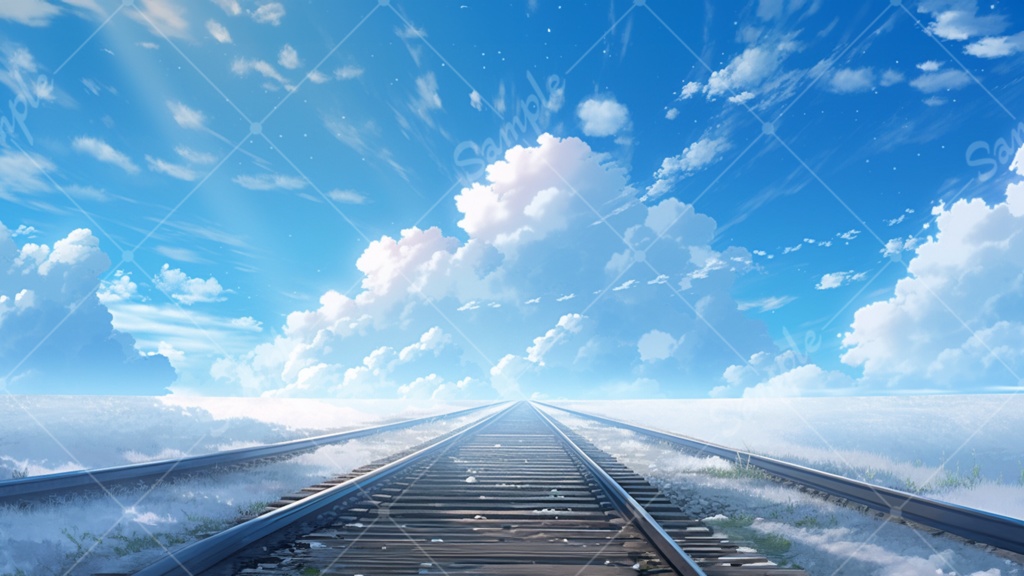青空と線路のイラスト背景素材 5枚セット