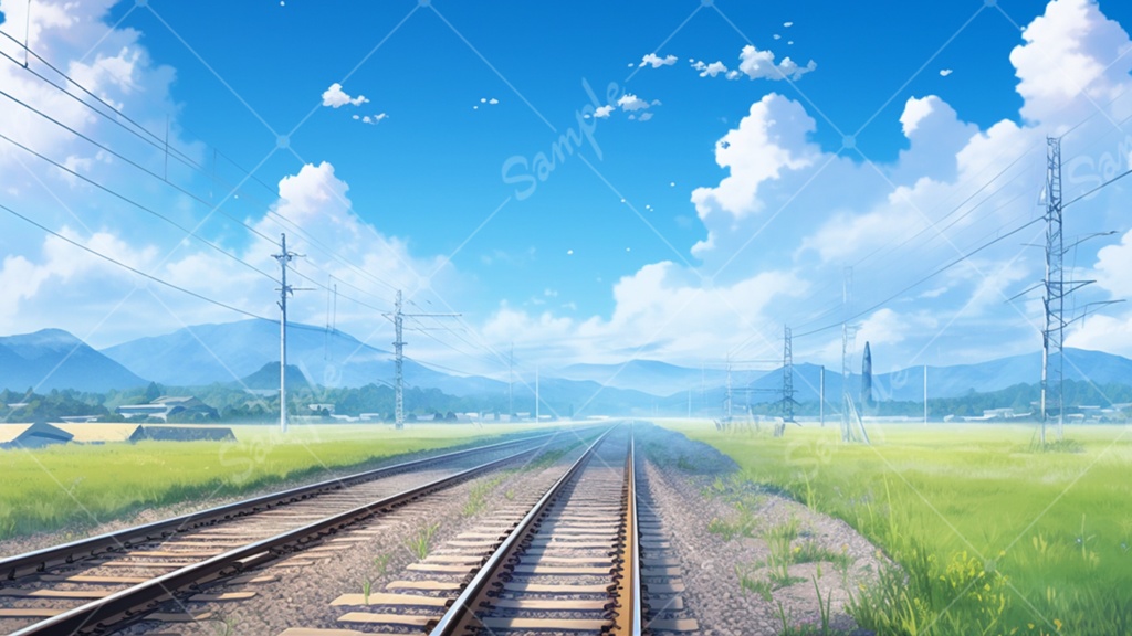 青空と線路のイラスト背景素材 5枚セット