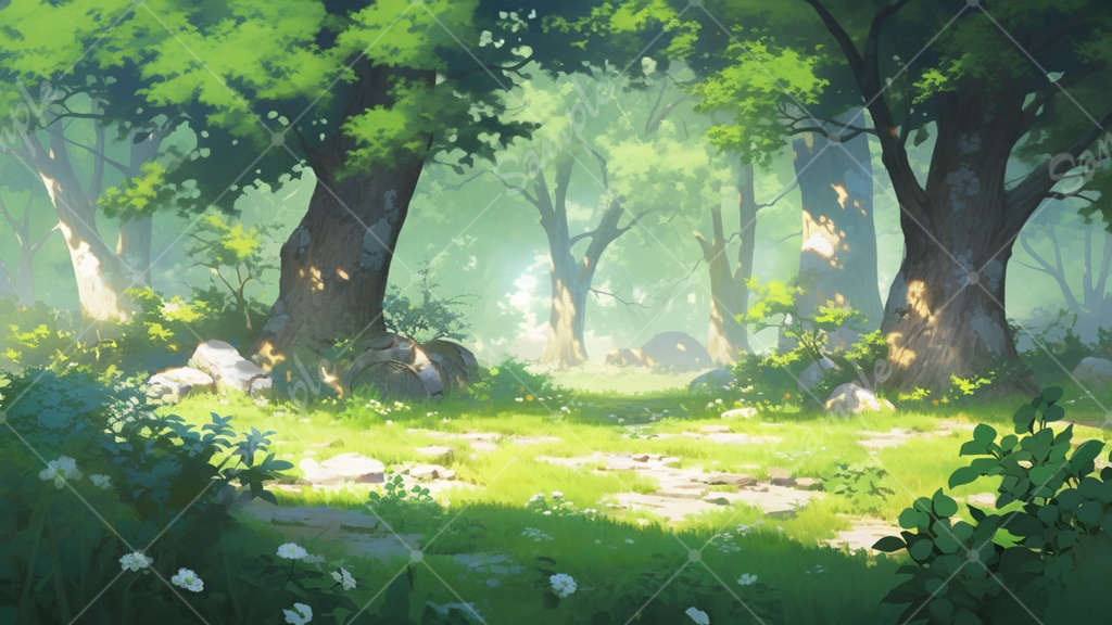 ファンタジーな森のイラスト背景素材 5枚セット