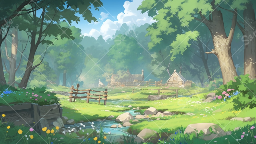 ファンタジーな森のイラスト背景素材 5枚セット