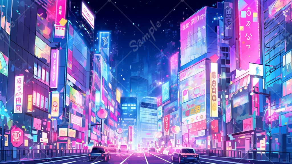 ネオンシティのイラスト背景素材 5枚セット