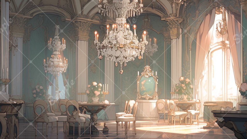 ロココな部屋のイラスト背景素材 5枚セット