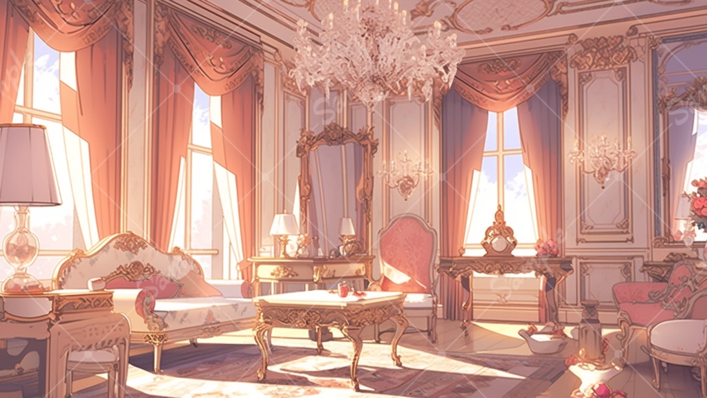 ロココな部屋のイラスト背景素材 5枚セット