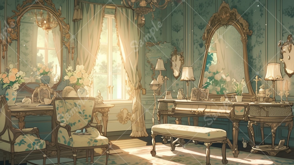 ロココな部屋のイラスト背景素材 5枚セット