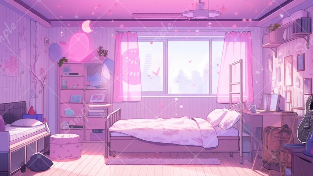 女の子の部屋 イラスト背景素材 5枚セット