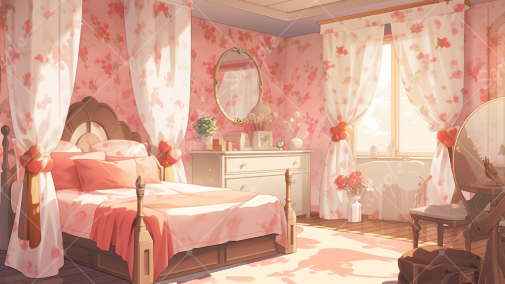 女の子の部屋 イラスト背景素材 5枚セット