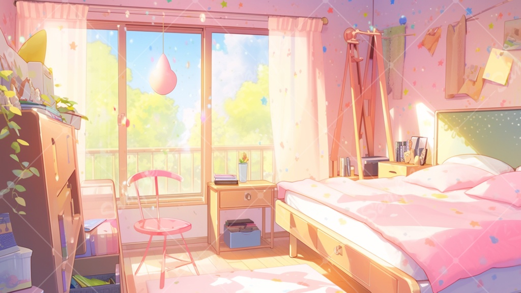 女の子の部屋 イラスト背景素材 5枚セット