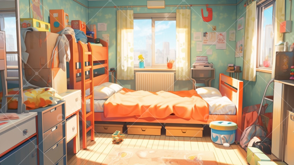 男の子の部屋 イラスト背景素材 5枚セット