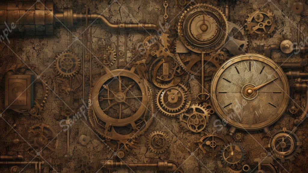 時計と歯車のイラスト背景素材 5枚セット