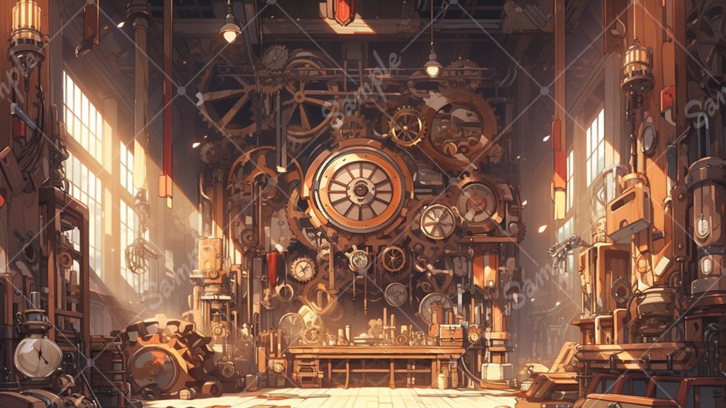 幻想的なスチームパンクのイラスト背景素材 5枚セット