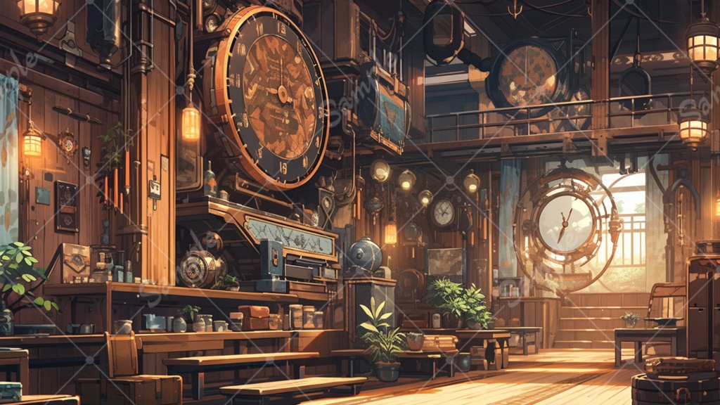 幻想的なスチームパンクのイラスト背景素材 5枚セット