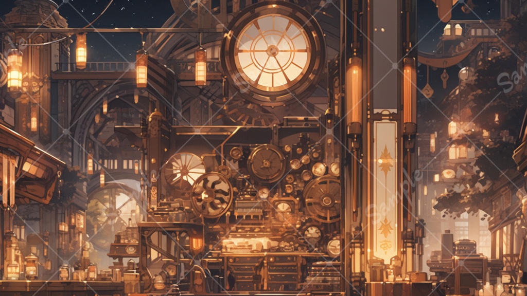 幻想的なスチームパンクのイラスト背景素材 5枚セット