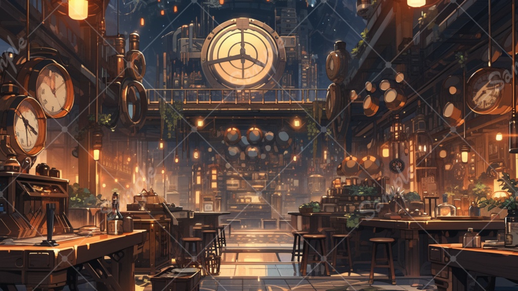 幻想的なスチームパンクのイラスト背景素材 5枚セット