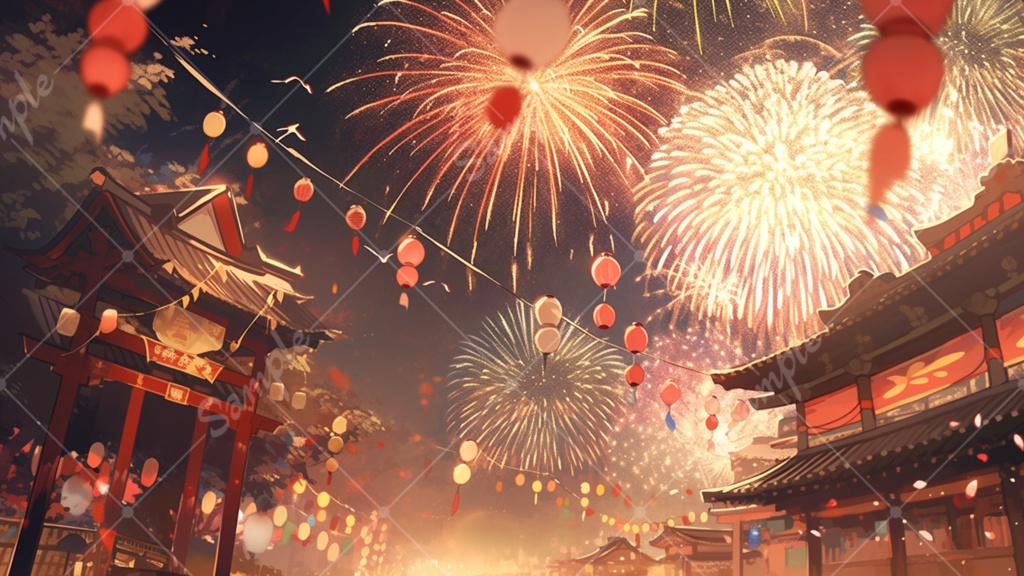 祭りのイラスト背景素材 5枚セット