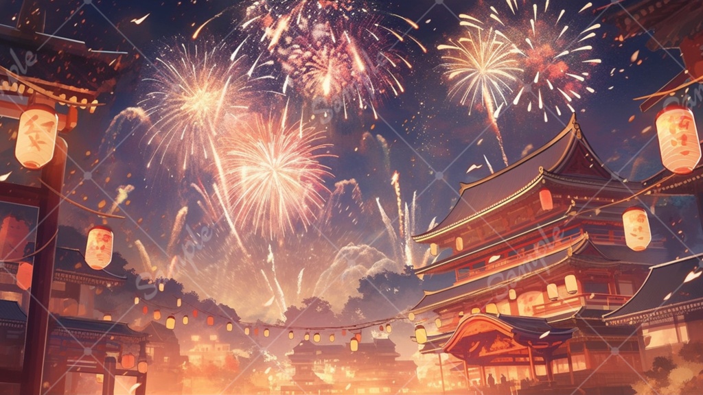 祭りのイラスト背景素材 5枚セット