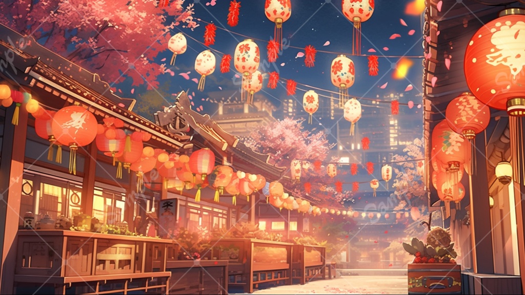 祭りのイラスト背景素材 5枚セット