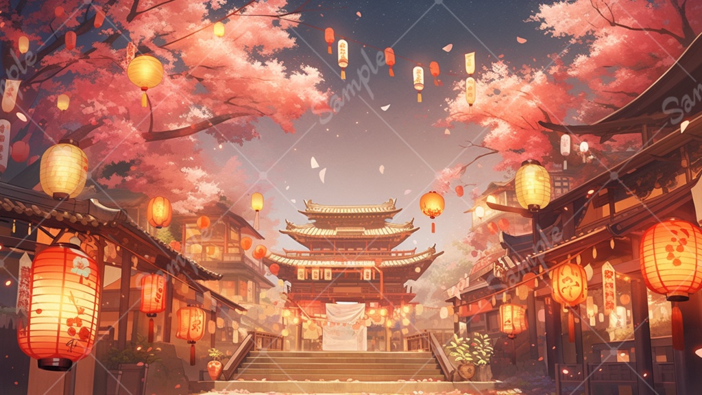 祭りのイラスト背景素材 5枚セット