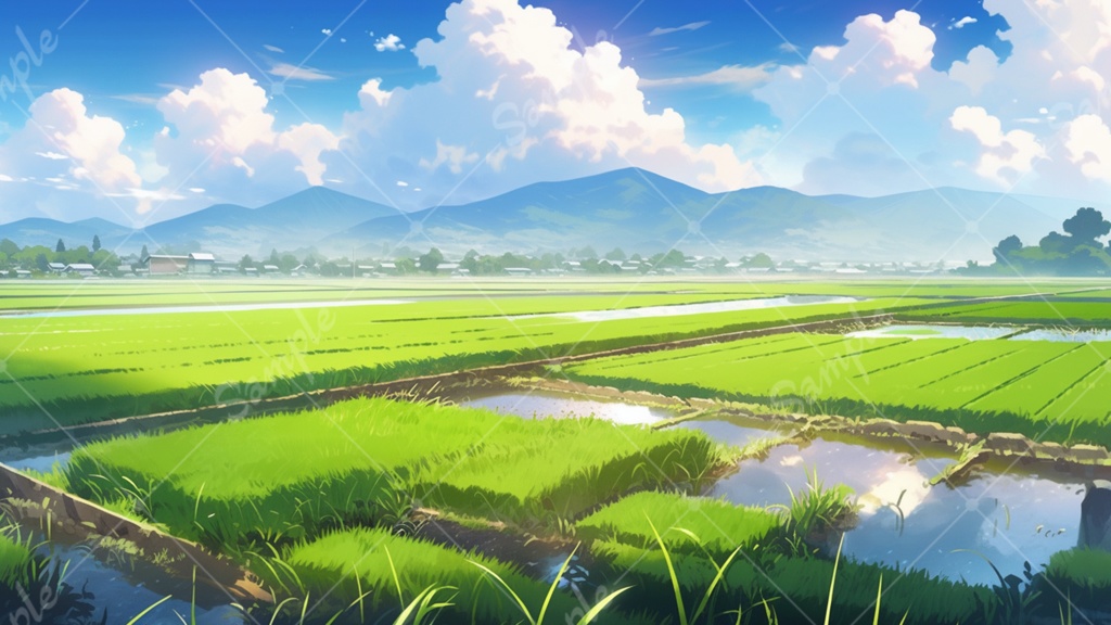 田んぼのイラスト背景素材 5枚セット