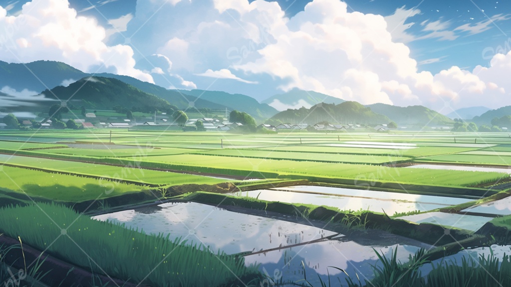 田んぼのイラスト背景素材 5枚セット