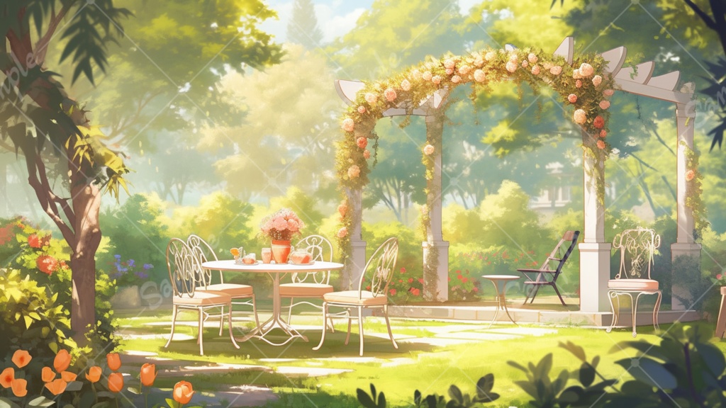 ガーデンのイラスト背景素材 5枚セット