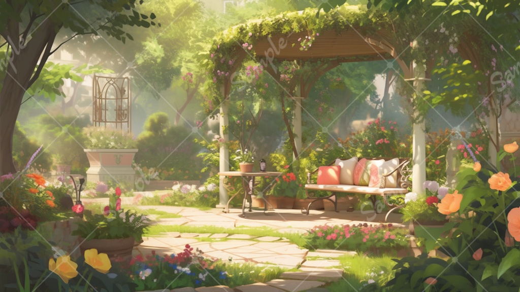 ガーデンのイラスト背景素材 5枚セット