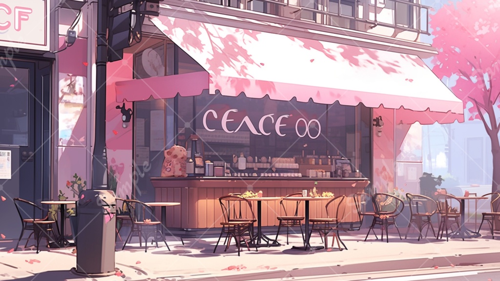 カフェのイラスト背景素材 5枚セット - ku-kan - BOOTH