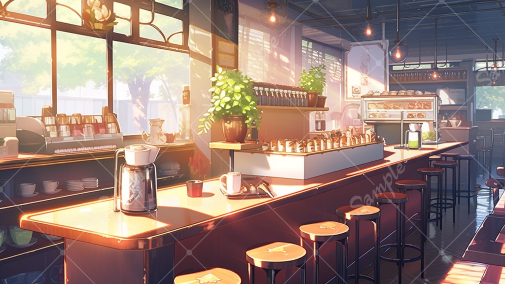 カフェのイラスト背景素材 5枚セット