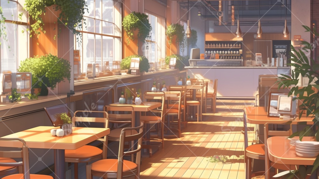 カフェのイラスト背景素材 5枚セット