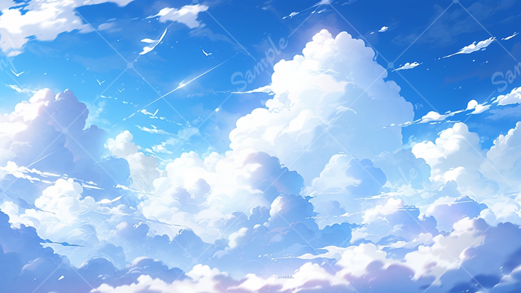 入道雲と青空のイラスト背景素材 5枚セット