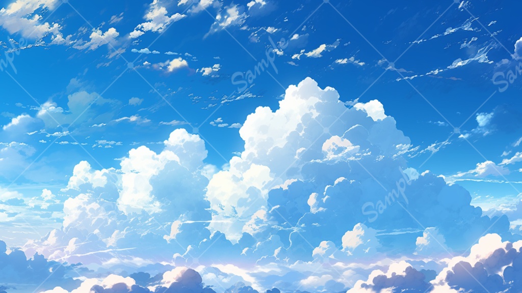 入道雲と青空のイラスト背景素材 5枚セット