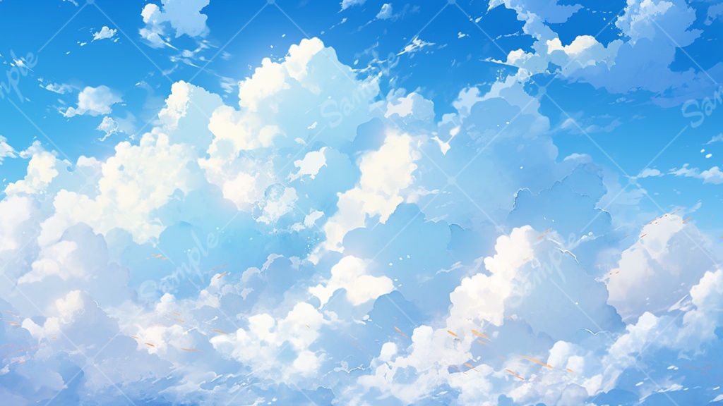 入道雲と青空のイラスト背景素材 5枚セット