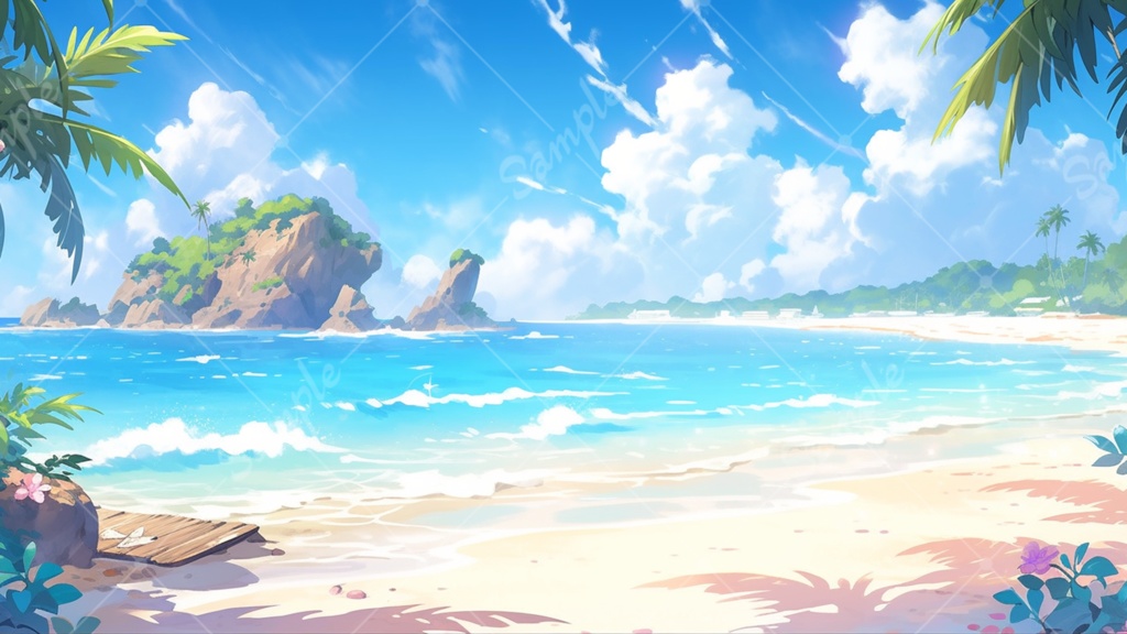 常夏の島のイラスト背景素材 5枚セット