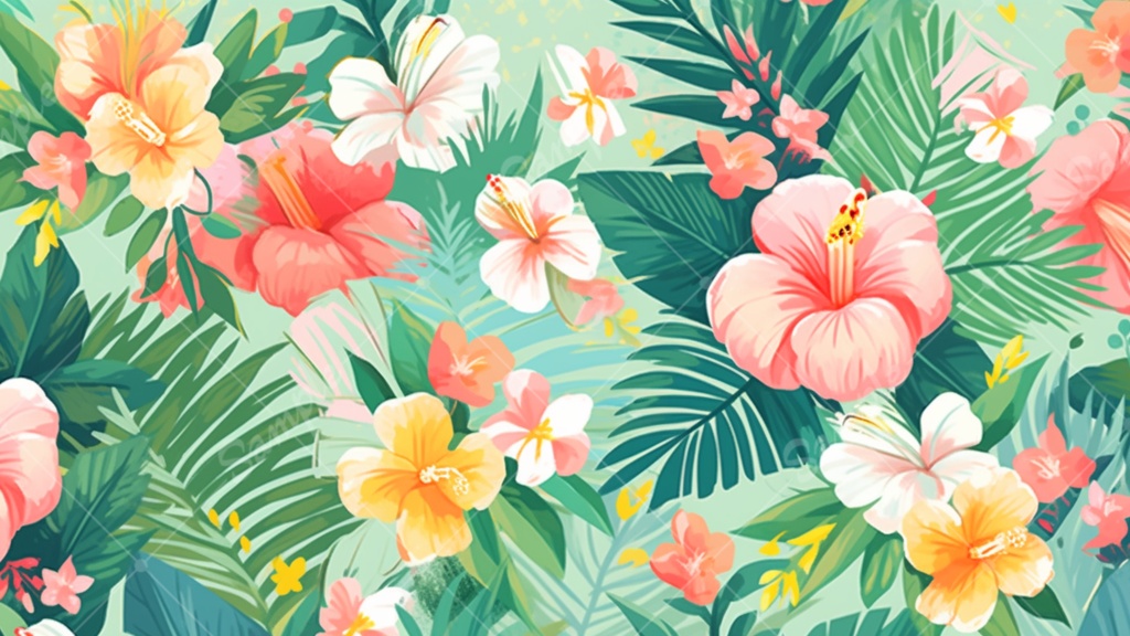トロピカルなパターン背景のイラスト背景素材 5枚セット