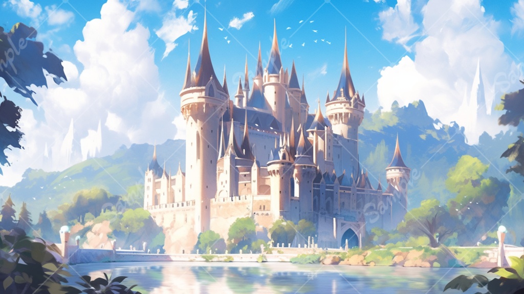 城のイラスト背景素材 5枚セット