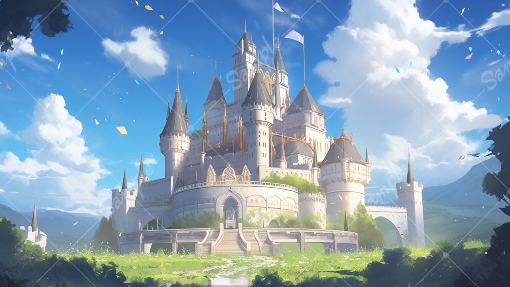 城のイラスト背景素材 5枚セット