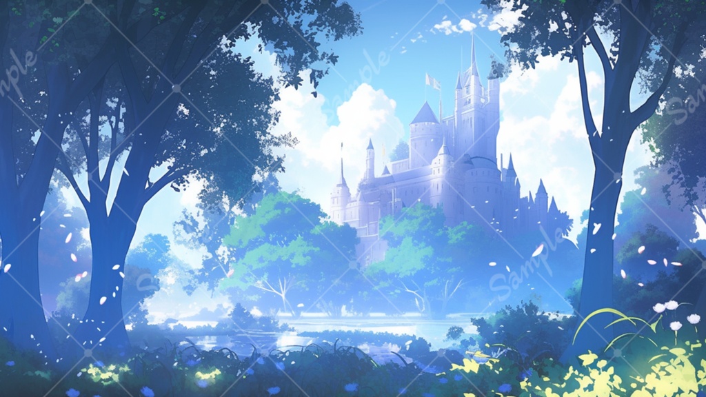 城のイラスト背景素材 5枚セット