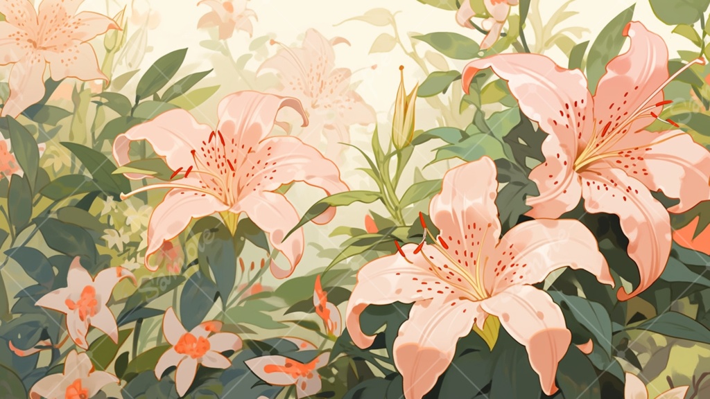 ユリのイラスト背景素材 5枚セット